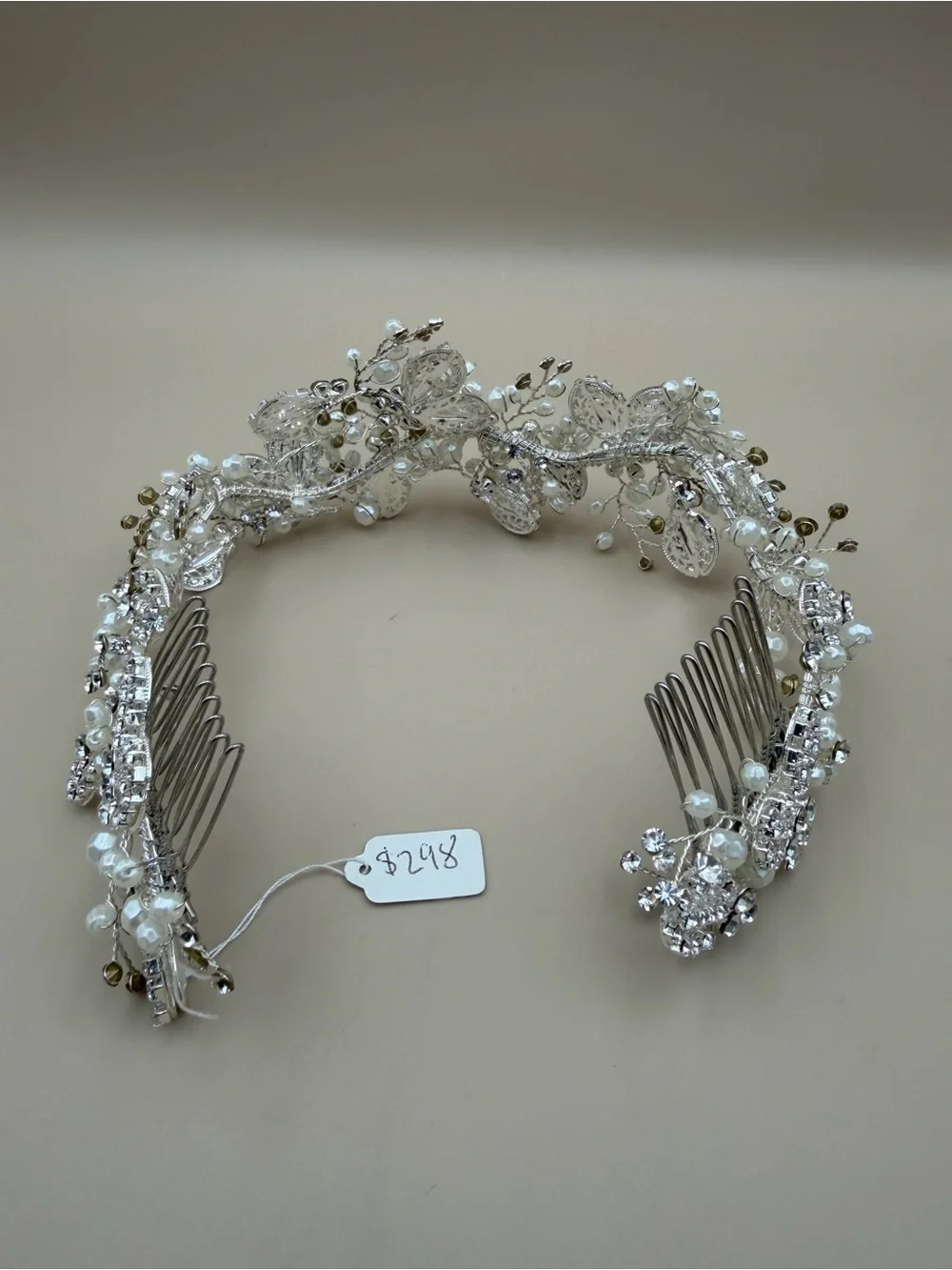 Luxury Crystal Pearl Bridal Headpiece Wedding Hair Vine Tiara New